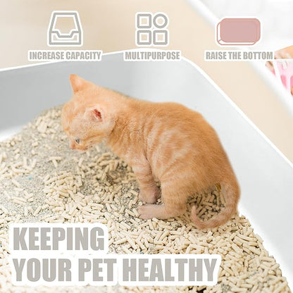 Small Litter Box, Plastic Kitten Litter Box, 13.9 x 9.8 x 3 Inch Open Litter Box for Small Pet, Easy to Clean (White 4PCS)
