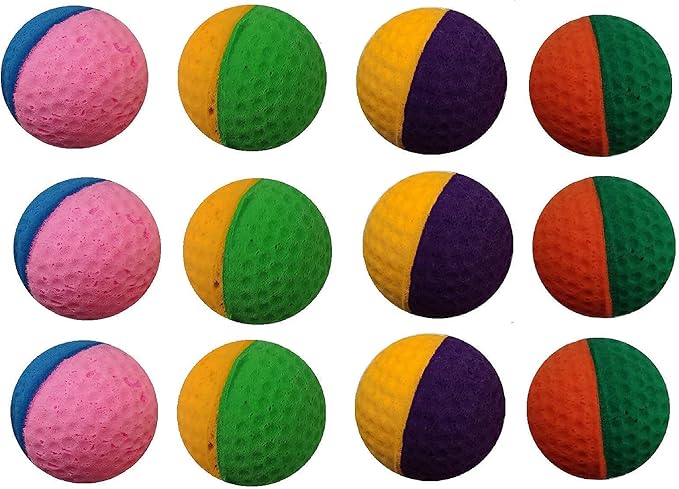 12 Pack Pet Ball Foam Sponge Cat Toy Soft Bouncy Noise Free (12pcs Pet Foam Sponge)
