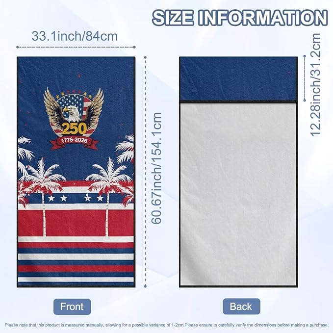 SEANATIVE 250 Years Eagle Sweat Towel Seat Cover, Car Seat Towel Protector for Trucks SUV Jeep, Universal Seat Covers for Gym, Running, Swimming, 1776-2026 250 Years Birthday Patriotic Towel