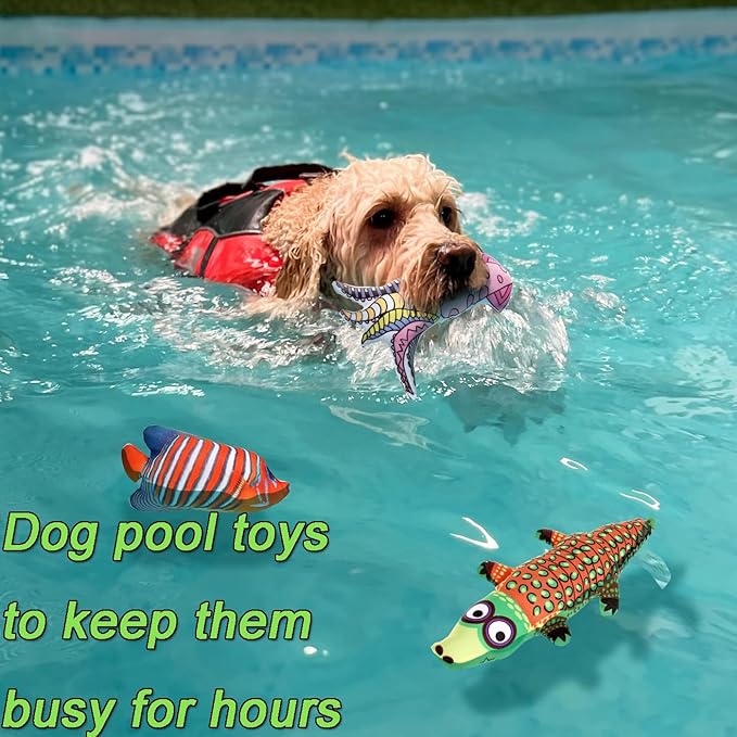 4 Pack Squeaky Dog Water Toys, Floating Dog Pool Toys, Cute Dogs Summer Accessories for Small Medium Large Dogs