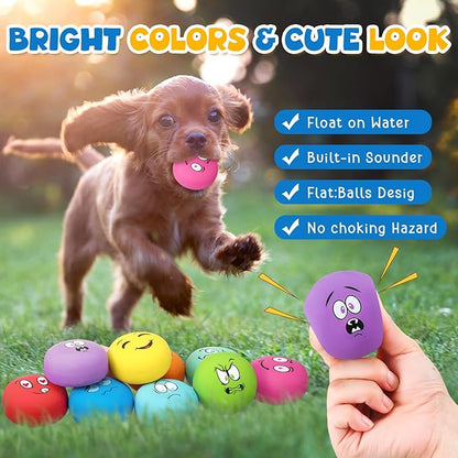 Hungdao 10 Pack Dog Squeaky Toys Soft Latex Squeaky Toys Small Balls Interactive Pet Chewing for Puppy Training Interactive Fetch Play Supplies (Dog)