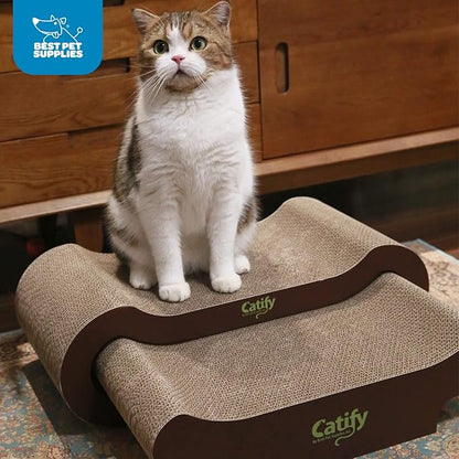 Best Pet Supplies Catify Cat Scratcher, Fun Interactive Scratchers, Posts, Poles, Claw Safe, Furniture Saver Indoor Play Support Natural Cat Behaviors Heavy Duty - Lounger I, 22.875 x 10.25"
