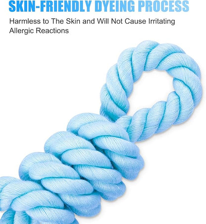 Dog Leash 5 FT Handmade Braided Cotton Rope Leashes for Small Medium and Large Dogs, New Golden Heavy Duty Metal Clasp, Light Blue