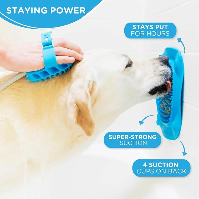 Aquapaw Lick Mat for Dogs with Suction Cups - XL, Blue, 1-Pack - Slow Feeder Lick Pads for Dogs & Grooming Enrichment - Food Mat for Peanut Butter Treats