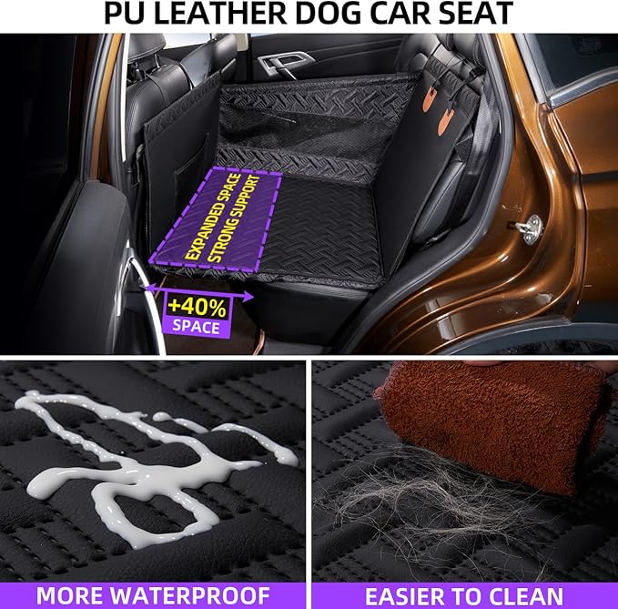 TKYZ Large Dog Car Seat,PU Leather Back Seat Extender for Dogs,Waterproof Dog Seat Cover for Backseat, Pet Bed for Car Hammock