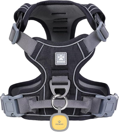 Pawaii No Pull Dog Harness with Pet ID Tag,Reflective Strips No Choke Front O Ring Breathable Mesh Adjustable Soft Padded Pet Vest with Easy Control Handle for Large Dogs