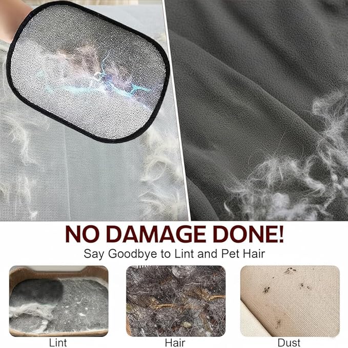 Pet Hair Remover Glove (2-Pack)-Reusable Dog & Cat Fur Remover Mitt for Furniture, Couch, Clothes, Bedding & Car Interior-High-Efficiency Lint Brush with Breathable Mesh, 7" x 9.5"