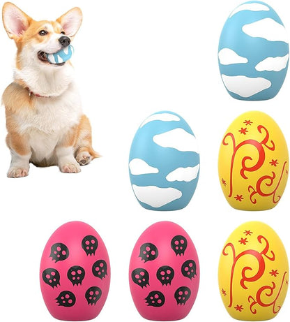 Squeaky Dog Toys, Soft Chewing Dog Balls, 6 Pcs Interactive Squeak Fetch Playing Pet Toy, Durable Bouncing Toys to Keep Them Busy, 2.6" Egg Ball for Puppies Small Breeds