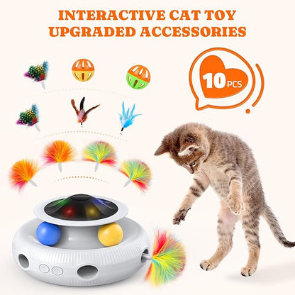 Pawtners 10-Pack Bottom Ambush Feather Replacements for 4 in 1 Automatic Interactive Cat Toy for Indoor Cats Rechargeable Interactive Kitten Toys