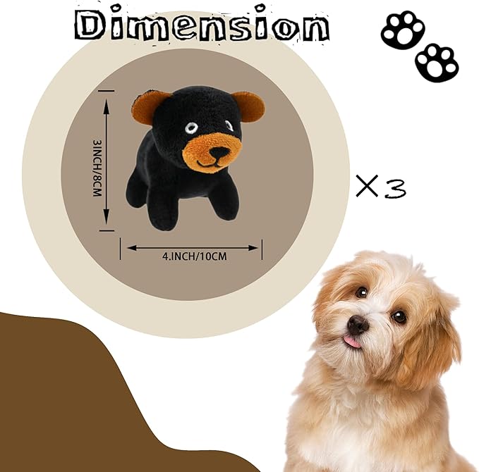 Bear Plush Dog Toy Squeaky Toy, Interactive Hide and Seek Replacement Dog Toys for Small & Medium Dogs (3Pcs Squeaky Bear)