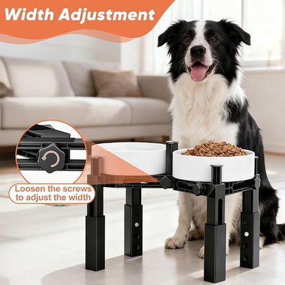 XIAZ Dog Bowl Stand Elevated Food Water Bowl Holder for Large Medium Small Sized Dog, Heights&Width Adjustable, Non-Slip, Durable, Elevated Feeding Bowl Stand for All Dogs Bowls (Stand Only)