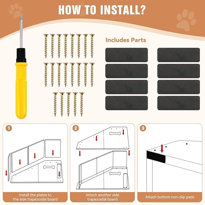 Dog Ramps for Small Dogs, Dog Steps for Couch with Non-slip Cover and Pads, Gentle Slope Ramp for Dogs to Get on Bed, Couch, Patio, Window Sill, Car, Easy up and down Pet Ramps for Puppy, Cats