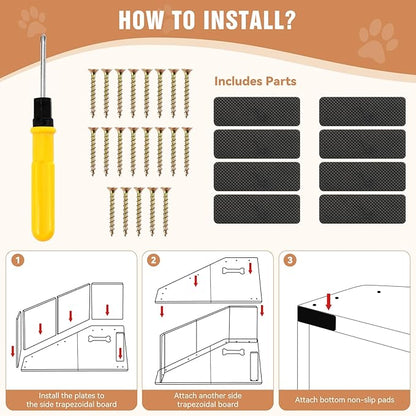 Dog Ramps for Small Dogs, Dog Steps for Couch with Non-slip Cover and Pads, Gentle Slope Ramp for Dogs to Get on Bed, Couch, Patio, Window Sill, Car, Easy up and down Pet Ramps for Puppy, Cats