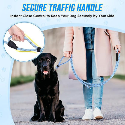 Lukovee Hands Free Dog Leash, 10FT Adjustable Training Lead 1/2 Inch Nylon Heavy Duty Lead No Pull for Large Medium Dogs, Tangle Free Reflective Waist-Leash for Walking Running, (BL, Plus Handle)
