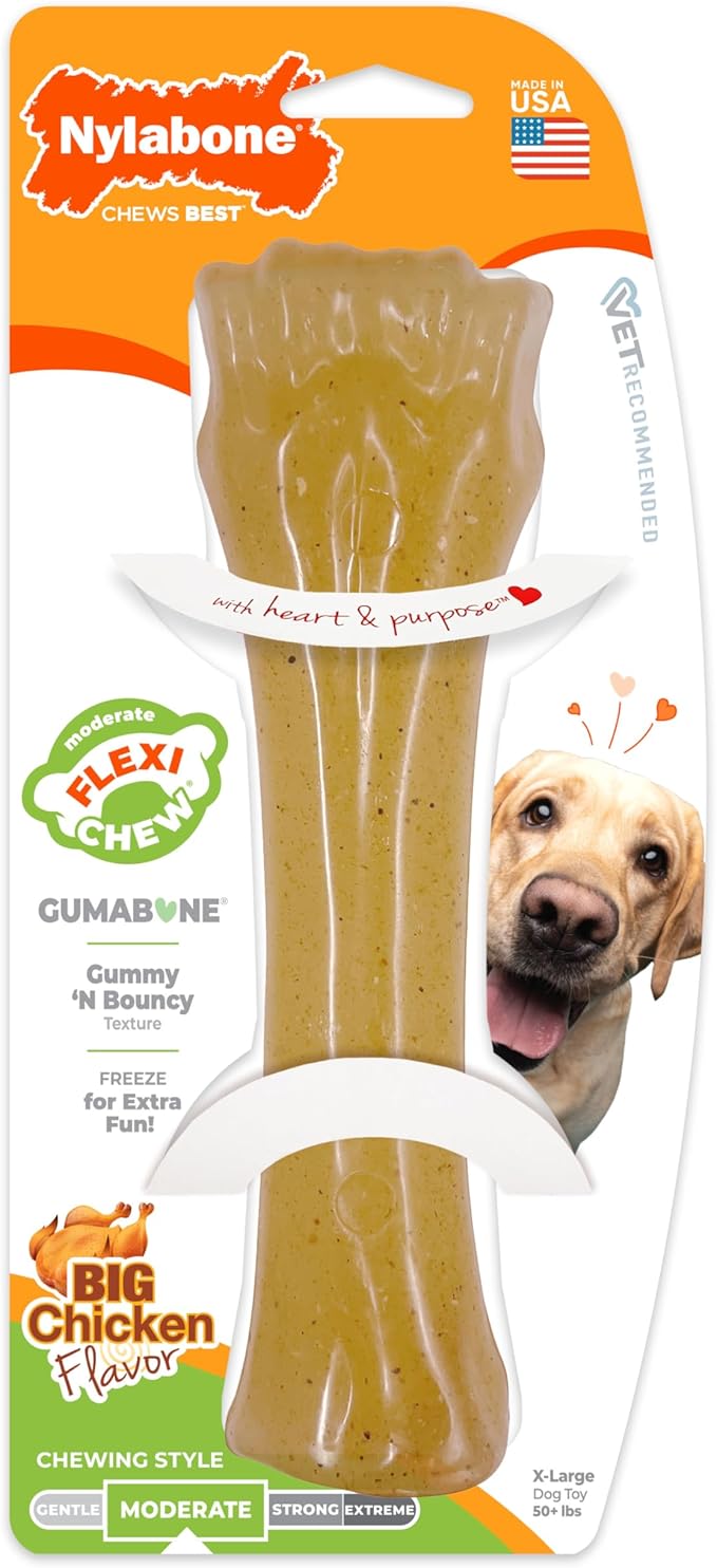 Nylabone Original Knuckle Bone Flexi Chew Toy for Dogs, Flexible Dog Toys for Moderate & Gentle Chewers, Chicken Flavor, X-Large - 50+ lbs, 1 Count