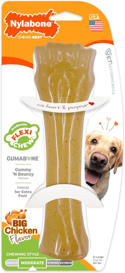 Nylabone Original Knuckle Bone Flexi Chew Toy for Dogs, Flexible Dog Toys for Moderate & Gentle Chewers, Chicken Flavor, X-Large - 50+ lbs, 1 Count