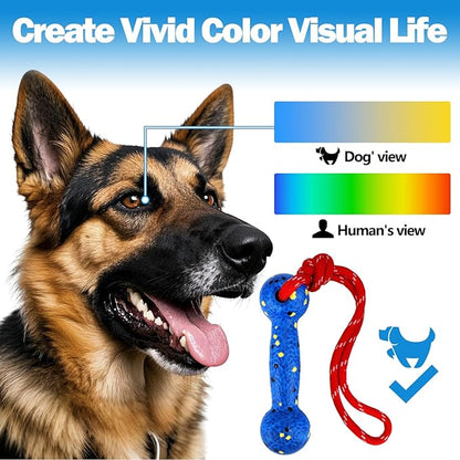 Mity rain Floating Dog Toys –E-TPU Water Pool Fetching Toy with Rope for Small Medium Large Pet, Bumper Shape Indestructible Interactive Dog Chew Toys for Summer Outdoor Training Fun (Blue)