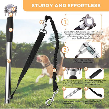 Hands Free Dog Bike Leash - Heavy Duty Bicycle Attachment with Quick Connect & Buffer Rope, Fit Leash for Medium Large Dogs - Cycling, Jogging, Outdoor Exercise (Black)
