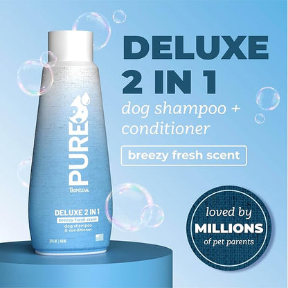 TropiClean Pure 2-in-1 Dog Shampoo and Conditioner, Reduces Tangles & Softens Coat, Fruity Fresh Scent, Made in the USA, Safe for Puppies, 20oz.
