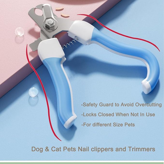 Pets Nail Clippers and Trimmers-with Safety Guard to Avoid Overcutting, Free Nail File, Razor Sharp Blade-Professional Grooming Tool for Pets,Suit for Dogs and Cats