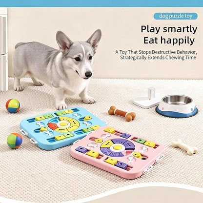Interactive Dog Puzzle Toy & Slow Feeder, Enrichment Toy for IQ Training and Brain Stimulation, Mentally Stimulating Gift for Large, Medium, and Small Dogs (Blue)