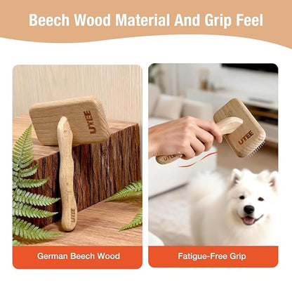 UTEE Large Slicker Brush for Large Dogs - Extra Wide Pet Grooming Tool for Golden Retrievers, Samoyeds & Huskies - Long Pin Slicker for Thick Double Coats - Professional De-shedding Action