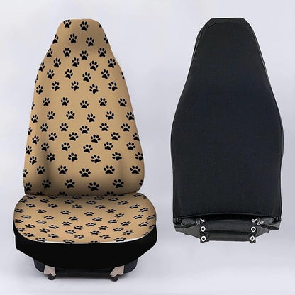 Brown Dog Paw Printed Car Seat Cover only for Front, Waterproof Funny Soft Universal Bucket Seats Cover Protector Fit Most Vehicles