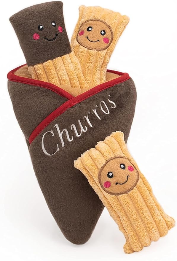 ZippyPaws Burrow- Interactive Dog & Puppy Toys for Boredom, Stimulating Pet Products to Keep Them Busy, Hide & Seek Plush Dog Puzzle, Enrichment Squeaky Toy, for Small & Medium Dogs- Churro Cone