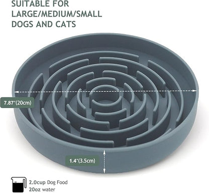 Slow Feeder Dog Bowls, Interactive Silicone Dog Feeding Bowls for Dogs & Cats, Slow Feeder Non-Slip with Suction Cups, Anti-Choking, Non BPA, Reduces Boredom, Anxiety, Dishwasher Microwave Safe