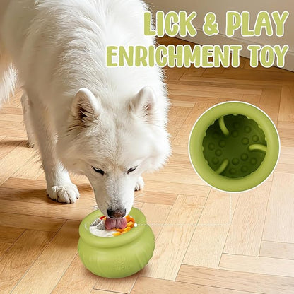 Wobbly Dog Enrichment Lick Toy, Stuffable Frozen Lick Bowl to Keep Dogs Busy, Long-Lasting Interactive Treat Dispensing Dog Toy, Silicone Fetch Catch Chew Toy(Green,S)