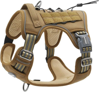 Auroth Tactical Dog Harness for Small Medium Dogs No Pull Adjustable Pet Harness Reflective Working Training Easy Control Pet Vest Military Service Dog Harnesses Army Yellow M