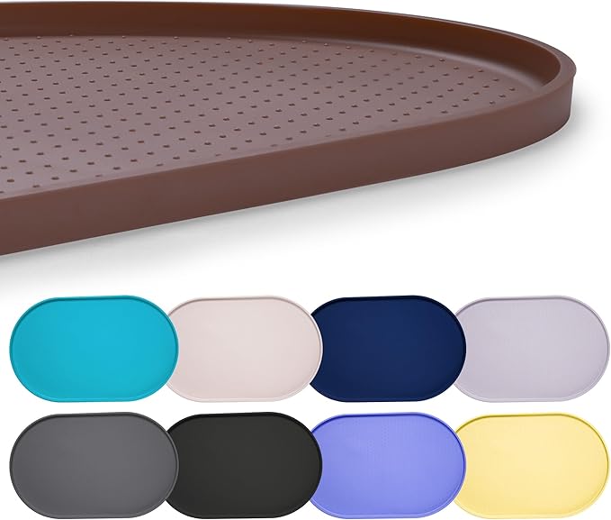 Hubulk 100% Waterproof Silicone Pet Feeding Mat with Raised Edge for Food and Water, Dog Bowl Mats, Cat Bowls Placemat with High Lip Protects Floor for Cats and Dogs (Brown, 32" L x 24" W)