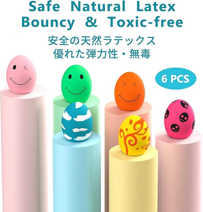 SCHITEC Squeaky Dog Toys, [6 Pack] Puppy Toy Soft Bouncing Egg Balls with Squeaker, Interactive Latex Rubber Pet Ball for Puppies Small Breed