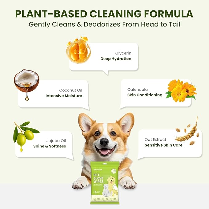 36PCS Hypoallergenic Pet Glove Wipes for Dogs & Cats - Quick Clean & Deodorizing Between Baths & Travel | Dog Washing Wipes for Fur, Butt, Paws, Eyes & Ears| Cat Cleaning Gloves for Grooming & Bathing