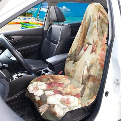 Coldinair Hummingbird Floral Car Seat Protector from Sweat, Food, Dirt After Gym, Swimming,Universal Towel Car Seat Covers Front Seats Only for Auto, Truck, Van, SUV