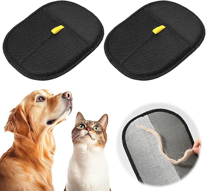 2 PCS Pet Hair Remover Gloves, Electrostatic Dog Hair Remover, Reusable Cat Hair Remover Grooming Gloves Brush Tool for Couch, Furniture, Carpet, Curtain