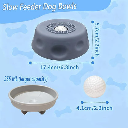Slow Feeder Dog Bowls for Liquid with Rolling Ball, Interactive Lick Bowl Anti-Slip Lick Toy for for Wet Food, Water, Treats & Breeds Dietary Supplement for Dogs Cats (Yellow)