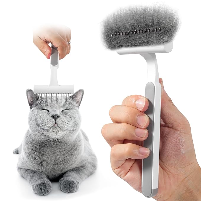 Undercoat Rake for Cats & Small/Medium Dogs - Deshedding Brush Dematting Comb for Pets Remove Loose Hair & Matted Fur, Deshedding Grooming Tool for Kitten, Puppy, and Horses(Grey)