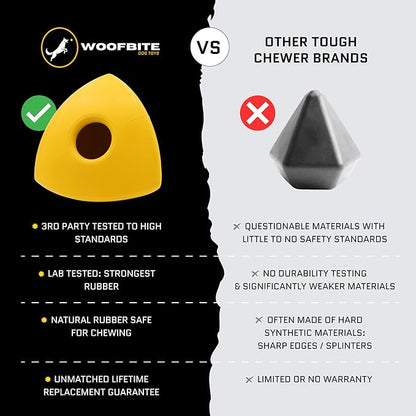 Virtually Indestructible Pyramid Dog Toy - Lifetime Replacement - Tough, Durable Chew Toy for Aggressive Chewers - Safe Non-Toxic Natural Rubber - Chew, Tug, Fetch - Med/Large Breed - 5"x4"