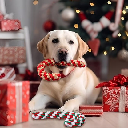 Liliful 24 Pieces Christmas Dog Rope Toys Candy Chew for Puppy Small Medium Large Chewing Teething Clean and Training