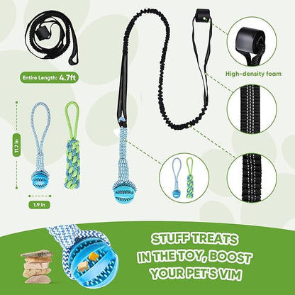 Dog Bungee Toy for Small/Medium Dogs,Interactive Dog Tug of War Toys Set with Tether, Rope and Ball, Tree Hanging Toy,Indoor Dog Rope Toy,Not for Aggressive Chewers