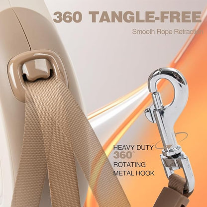 PINA Upgraded Retractable Dog Leash, 26 ft Dog Leash for Small Medium Large Dogs Up to 110lbs, Heavy Duty Reflective Nylon Tape 360° Tangle-Free, with Anti-Slip Handle, One-Handed Brake, Pause, Lock