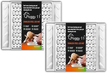PEGGY11 Durable Stainless Steel Lick Pad for Cats & Dogs | Strong Suction Cups | Anxiety Relief & Slow Feeder | Dishwasher Safe - Two Pack