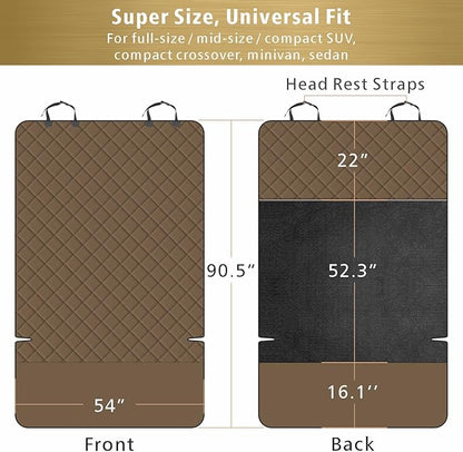 F-color SUV Cargo Liner for Dogs, Water Resistant Pet Cargo Cover Dog Seat Cover Mat for SUVs Sedans Vans with Bumper Flap Protector, Non-Slip, Large Size Universal Fit, Brown