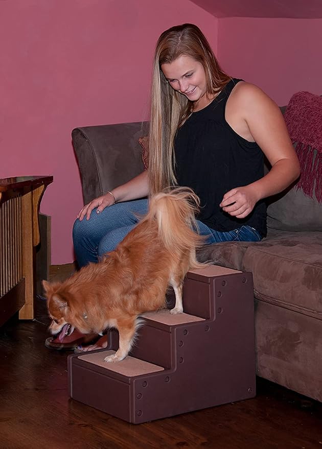 Pet Gear Pet Step III & IV Pet Stairs for Small Dogs and Cats up to 50 pounds, Lightweight, No Tools Required, 13 Colors to Choose from, Chocolate, 3 Steps