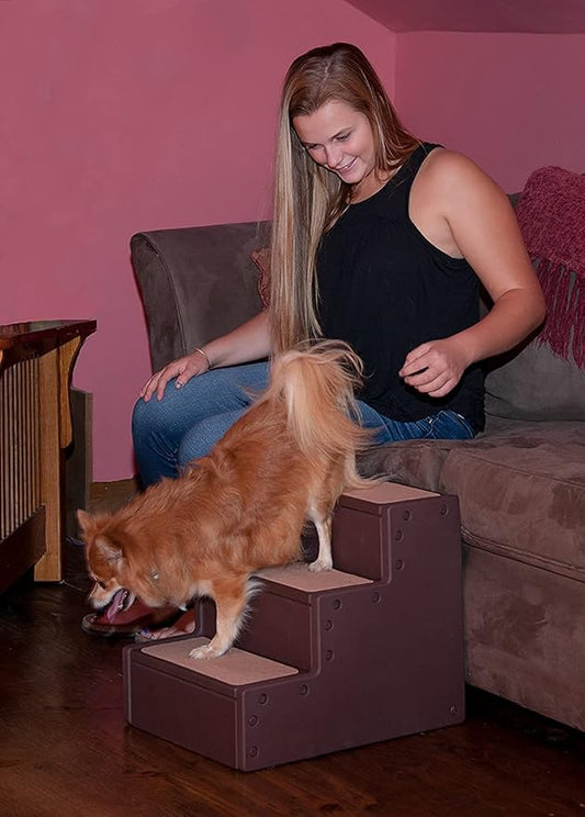 Pet Gear Pet Step III & IV Pet Stairs for Small Dogs and Cats up to 50 pounds, Lightweight, No Tools Required, 13 Colors to Choose from, Chocolate, 3 Steps