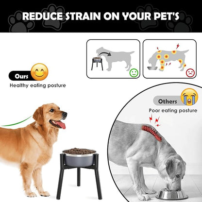 SHAINFUN Adjustable Dog Bowl Stand, Tall Elevated Feeder for 7-10.6" Bowls, Metal Single Raised Holder, 11" Tall (Bowl Not Included)
