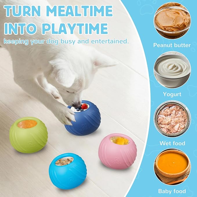Long-Lasting Dog Lick Toy, Wobbly Dog Enrichment Lick Bowl to Keep Dogs Busy, Interactive Stuffable Dog Treat Feeder for Boredom, Silicone Treat Dispensing Chew Toy(Light Blue,M)