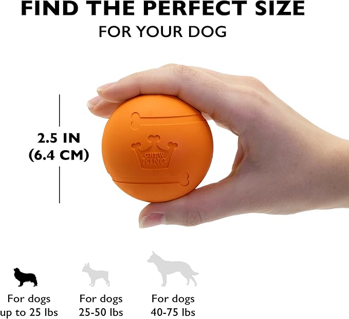 Chew King Dog 2.5 Inch Bacon Flavor Rubber Balls 3 Pack Large Breeds