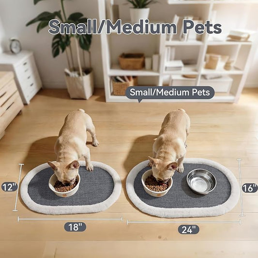 Pet Feeding Mat, Dog Food Mats Absorbent Pet Placemat for Food and Water Bowl with Non Slip Rubber Backing for Dog and Cat (16"x24", Gey)